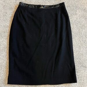 Elie Tahari Black Pencil Skirt with Embellished Waist